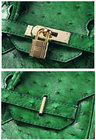 ladies high quality 35cm green ostrich grain cowskin leather designer bags top selling leather handbags L-RB4-17