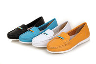high quality yellow slip-up leather shoes cowhide loafers brand name shoes women loafers designer shoes BS-L1