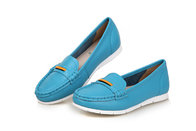 high quality pale blue slip-up leather shoes women cowhide loafers brand name shoes fashion loafers designer shoes BS-L1