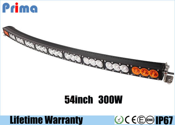 China IP67 300w Amber White Curved Light Bar / 27000lm 54 Inch Single Row LED Light Bar supplier