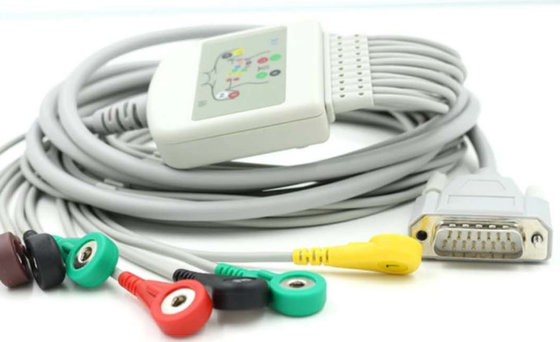 China 10-Leads EKG Cable with Leadwires AHA/IEC Snap Type compatible for Nihon/Biocare/Dongjiang ECG Machine supplier
