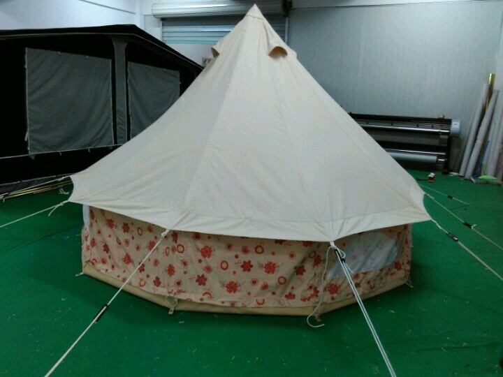 5m canvas bell tent  cotton canvas,waterproof for camping site and activity,party with round awning