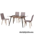 dining furniture rectangle transparent tempered glass top metal base glass dining table and chairs