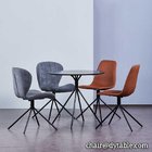 Modern dining chair set with upholstered cushion stainless steel chair 	glass table and chairs