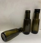 Antique Green Round 125ml Olive Oil Glass Bottle with Insert Pourer and Aluminium Cap