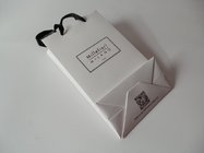 custom luxury black c1s art paper matt laminated shopping bag with ribbon bow,offset printing shopping paper bag