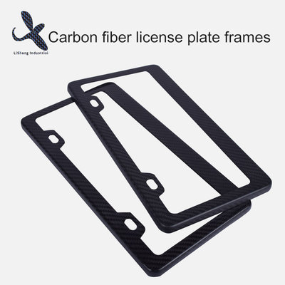 China Custom Designs Hot Selling USA Canada Style two holes Carbon Fiber License  Plate Frame Wholesale supplier