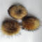 12cm real raccoon fur pompom keychain/add faux fur pompom with snap supplier