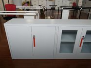 Glass/steel door swing open steel cupboard cabinet Knocked down structure/white/grey color/cam lock