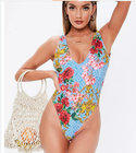 custom vintage bathing suit printing elastic string strappy women sexy bikini swimsuits designer swimwear