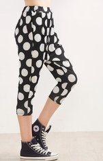 China High quality Black Polka Dot Print Elastic Waist Pants made in China supplier