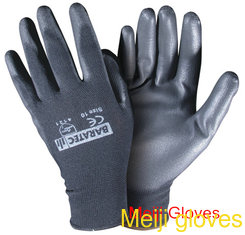 hot sell 13Gauge black pu coated gloves nylon pu safety gloves