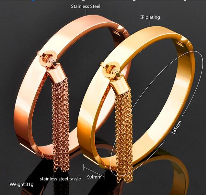 Gift / Decoration Zircon Gold Metal Bangles , Gold Bracelets Bangle