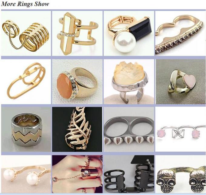 Zinc Alloy High Fashion Jewelry Rings ,  Ladies Gold Rings With Colorful Zircon