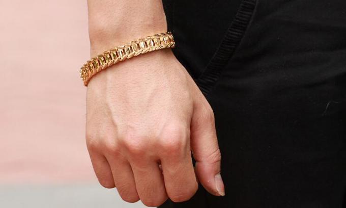 Fashion Jewelry OEM Men Wide Metal Chain Bracelet 18k Gold Chain Radiation Protection