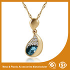 China Eco Friendly Metal Chain Water Drop Necklace With Gold And Blue Stone distributor