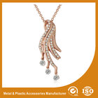 China Gold Plated Rhinestone Metal Chain Necklace With Peacock Pendant distributor