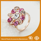 Zinc Alloy High Fashion Jewelry Rings ,  Ladies Gold Rings With Colorful Zircon for sale