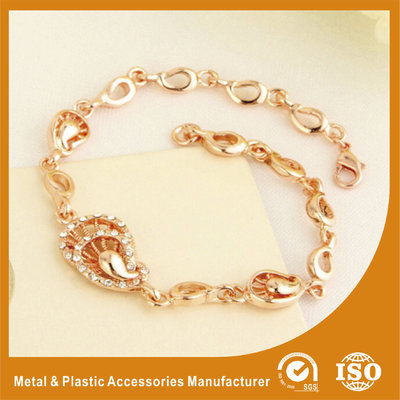 China Customized Rose Gold Metal Chain Bracelets Plating , Embossingon sales