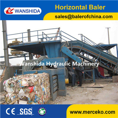 China Y82-125 China horizontal Waste Paper Balers manual belting with feeding conveyor manufacturer supplier