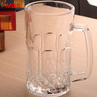 Factory direct large glass engraved beer mug cheap with handle