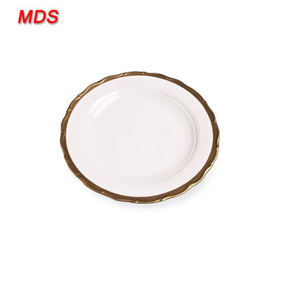 Wholesale dinnerware white porcelain plate with golden rim