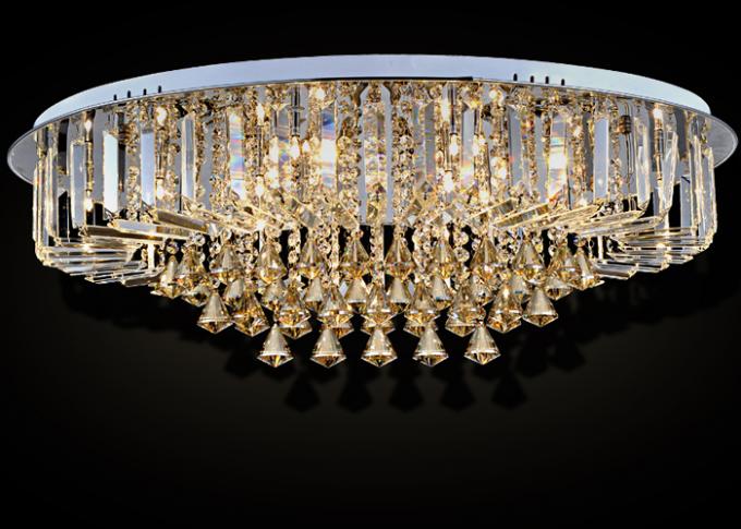 Luxury G4 Oval K9 Crystal Contemporary Ceiling Lights Cognac 600W