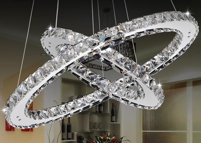 25 Watt LED Chrome Crystal Ring Chandelier Lamp For Dining Room , Doubel Circle