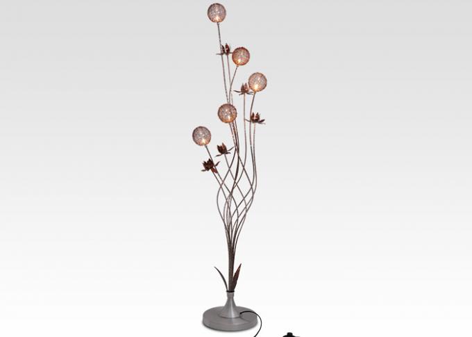 Brown Aluminum Ikebana Decorative Floor Lamps / Flower Contemporary Floor Light