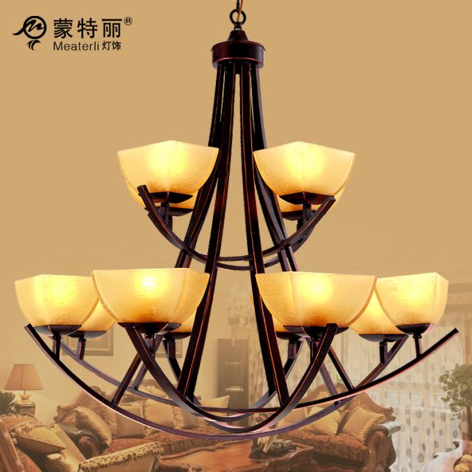 Modern / Vintage  Wrought Iron Chandelier 12 Light Hanging Lamp for Residential