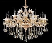 China White Glaze and Jade Contemporary Crystal Chandeliers 15 Lights distributor