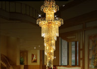 China Large-Scale Luxury Golden Crystal Chandlier Lamp for Villa Stair Lights or Hotel Lobby distributor