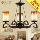 China Rustic Candle Style Pendant Antique Wrought Iron Pendant Light 3 Light distributor