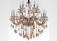 China Luxury Art Glass Modern Large Hotel Chandeliers with Electroplated Cognac 1500W distributor