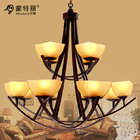 Best 2 Layers 12 Heads Contemporary & Traditional Wrought Iron Chandelier Cream Shade for sale