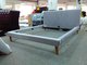 2016 designer bed grey color fabric upholstered bed with solid wood legs made in China