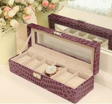 High Quality Watch Box Storage Box For Watches Display PU Leather Light Purple Color