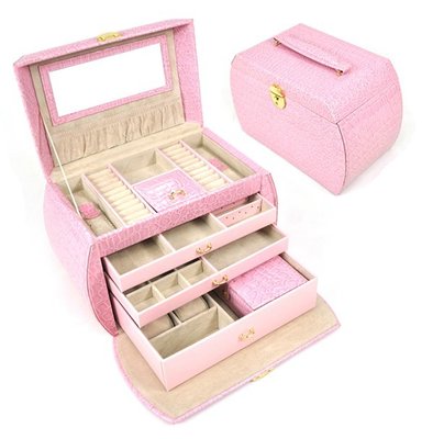 Great Stone Pink Jewelry Boxes Storage Box For Wedding Gift Box Wholesale Price HIgh Qaulity PU Leather
