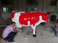 customize size fiberglass animal  statue colorful cow model as decoration statue in garden /square / shop/ mall