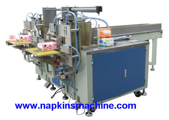 China Two Output Table Napkin Tissue Paper Packaging Machine , Semi Automatic supplier