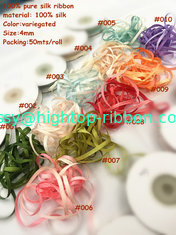 China 100% pure silk embroidery ribbon,4mm silk ribbon,variegated color slik satin ribbon polyester satin ribbon decoration supplier