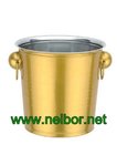Gold color stainless steel ice bucket 7L metal beer bucket beer tub beverage cooler