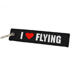 embroidery logo cotton fabric tag woven label remove before flight keychain