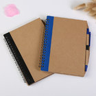 kraft paper cover notebook with ball pen environmental note spiral notebook memo pad notepad
