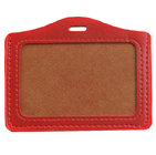 business exhibition PU leather staff ID name tag badge card holder