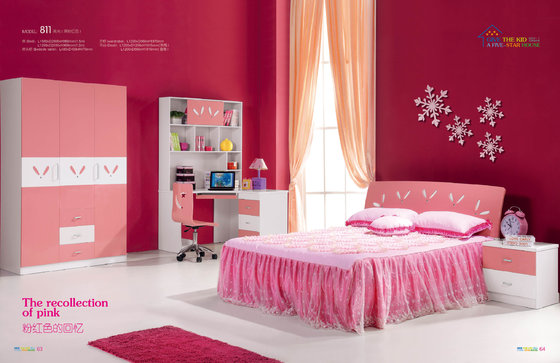 China modern painted MDF pink kids bedroom set furniture Foshan factory,#811 supplier