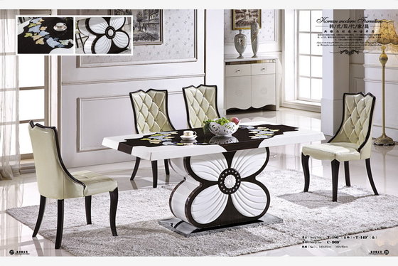 China butterfly style rectangle marble dining table furniture supplier