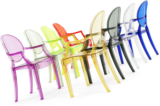 China Decorative Polycarbonate Chair With Armrest Clear Louis Ghost Chair supplier