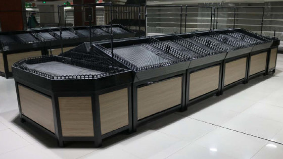 China supermarket vegetables wood display with lift door,supermarket wood vegetables display with lift door supplier