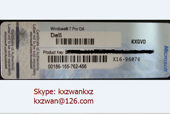 China High quality Windows 7 Pro Dell blue COA label With Original OEM Product Key Sticker supplier